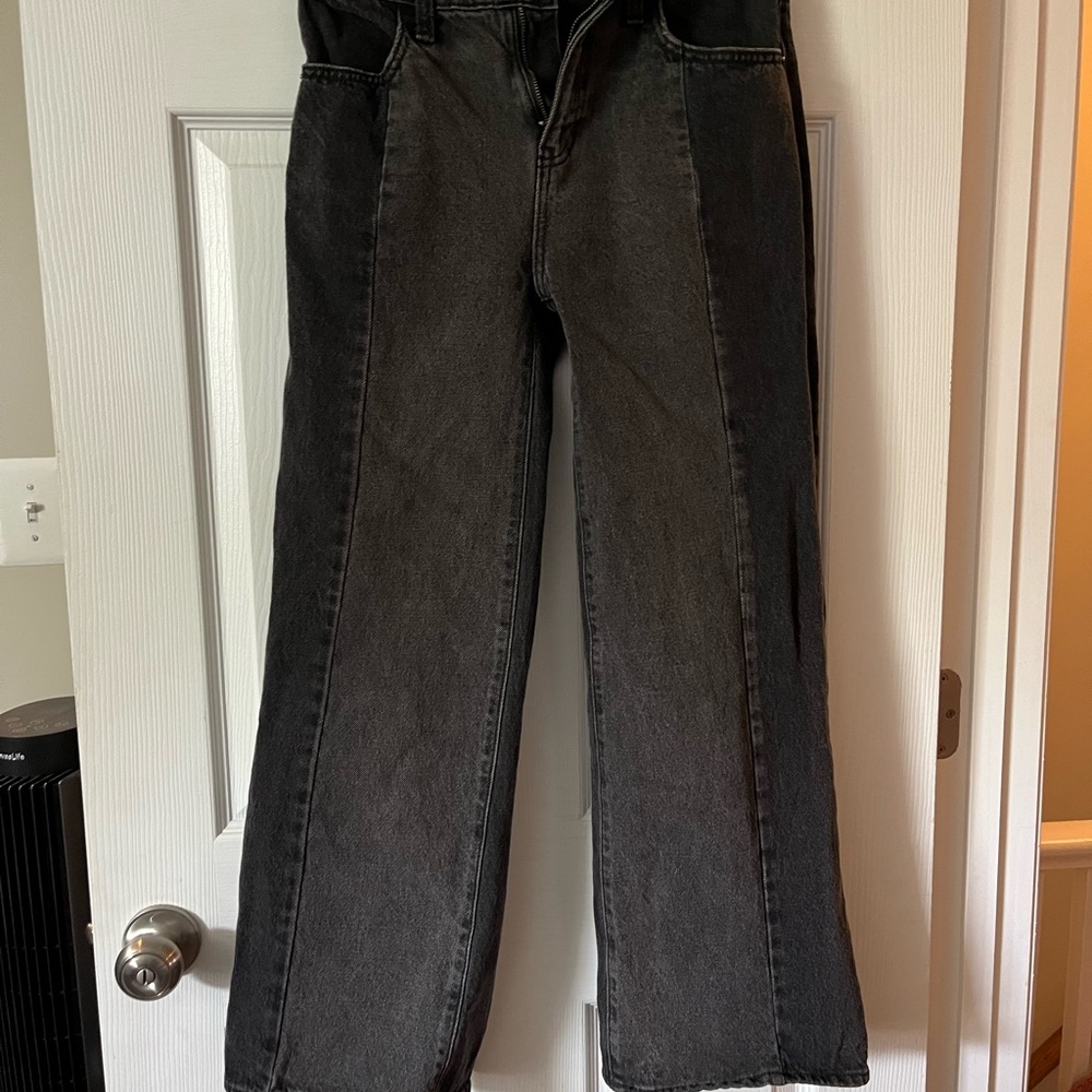 High-waisted baggy two tone wide-leg jeans for girls